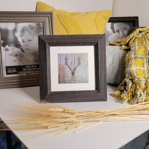 Picture Frame, Rustic Chr Faux Wood,  with Matting opening 5"x5",  (7"x7" Frame)